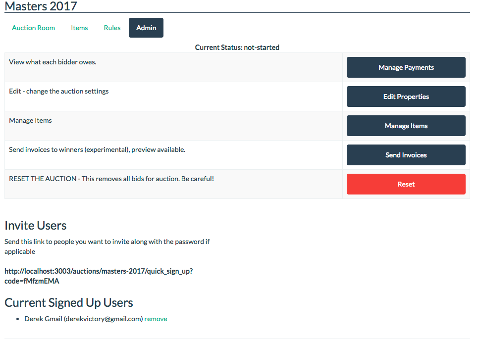 Admin panel live
