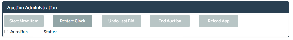 Auction admin panel