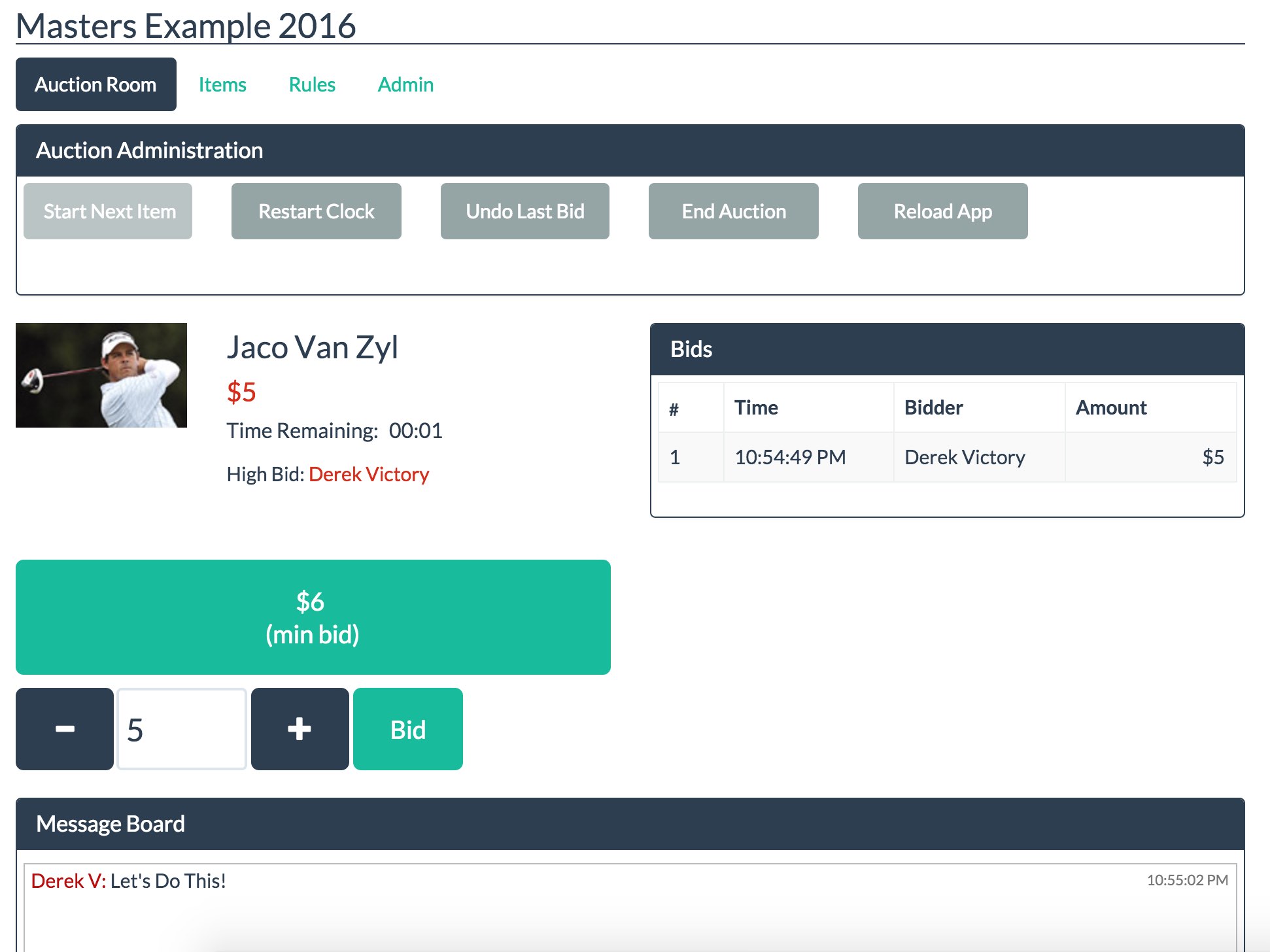 Auction screenshot